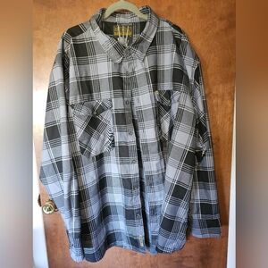 Black and Gray Plaid Button-Up Shirt